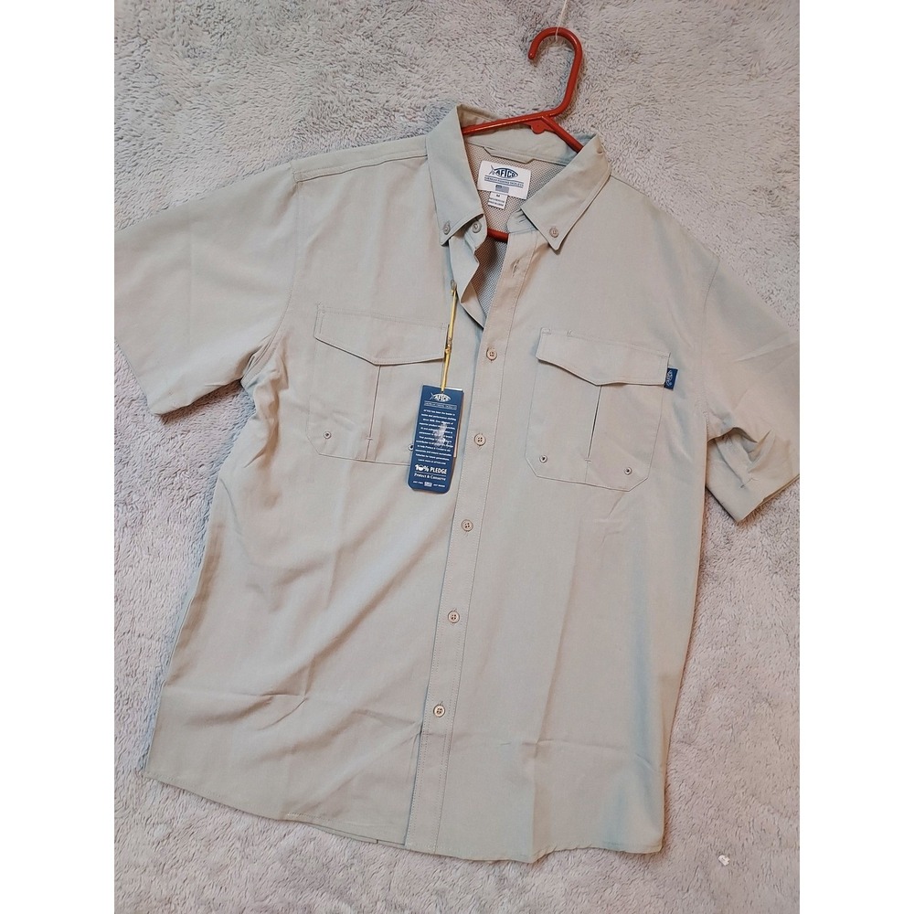 NEW AFTCO Skylark Shirt Mens Medium Aftech Fishing Performance Gray Vented NWT